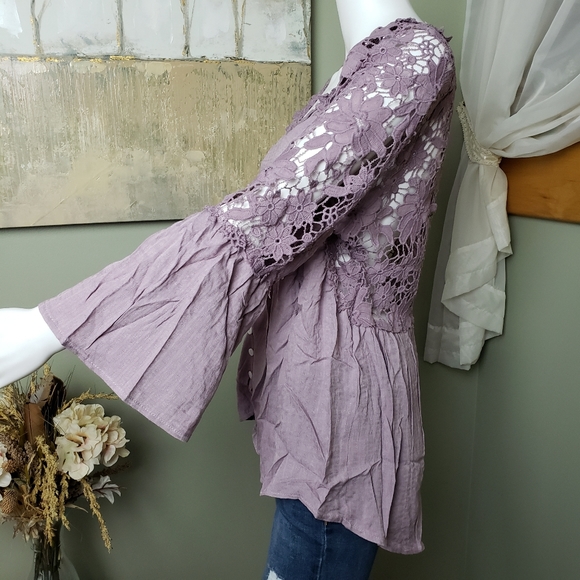 Dusty Purple Boho Lace Blouse - Picture 4 of 7
